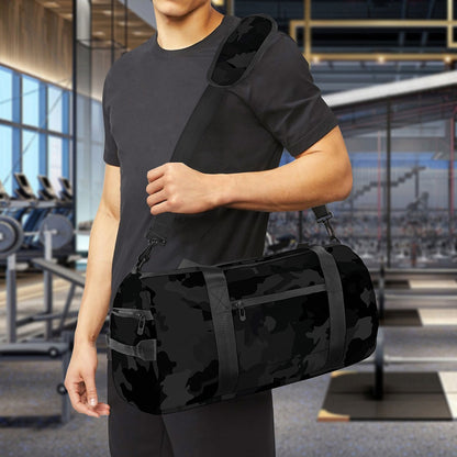 Black Camouflage Print Gym Bag