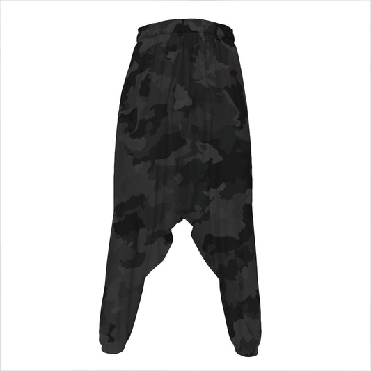 Black Camouflage Print Hammer Pants