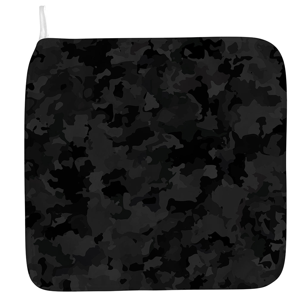 Black Camouflage Print Hand Towel