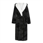 Black Camouflage Print Hooded Bathrobe