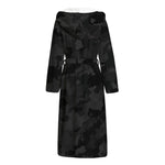 Black Camouflage Print Hooded Bathrobe