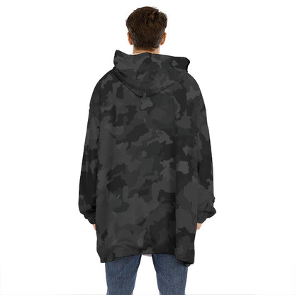 Black Camouflage Print Hoodie Blanket