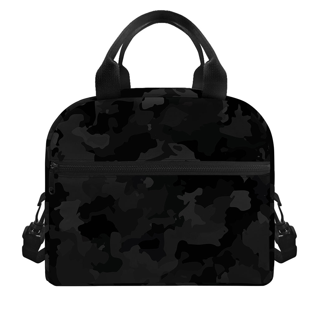 Black Camouflage Print Insulated Lunch Bag
