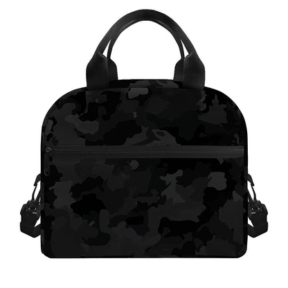 Black Camouflage Print Insulated Lunch Bag