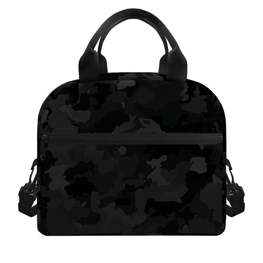 Black Camouflage Print Insulated Lunch Bag
