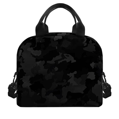 Black Camouflage Print Insulated Lunch Bag