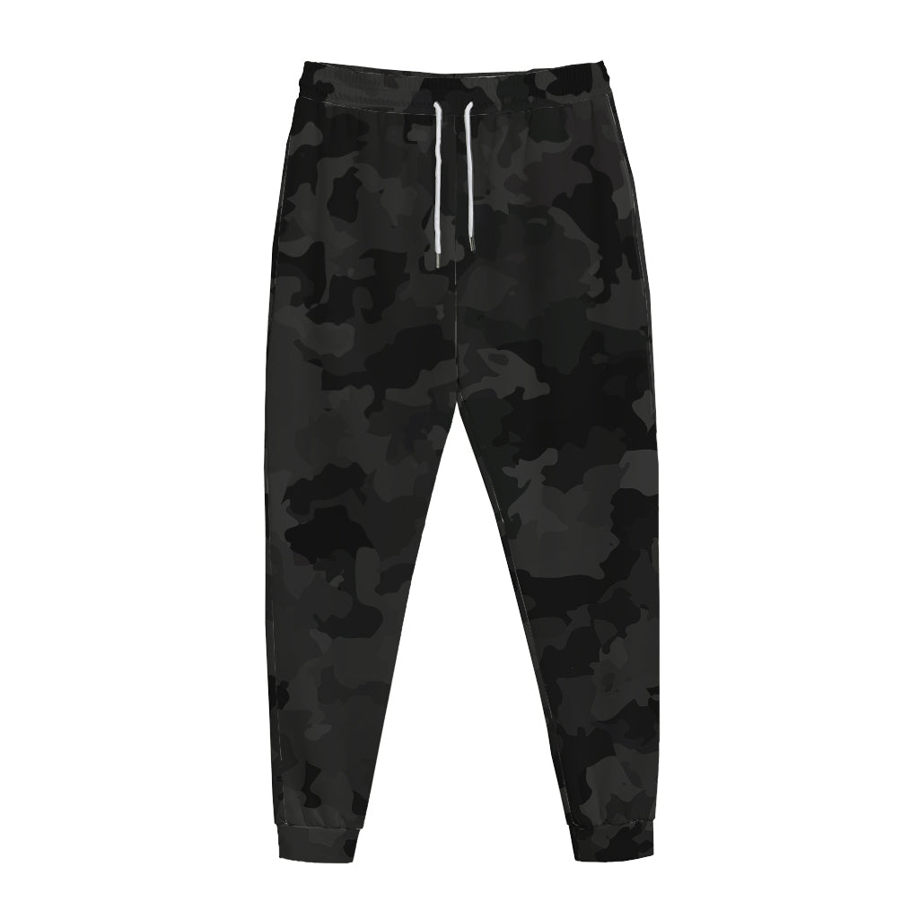 Black Camouflage Print Jogger Pants