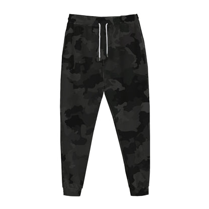 Black Camouflage Print Jogger Pants