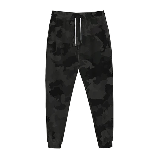 Black Camouflage Print Jogger Pants