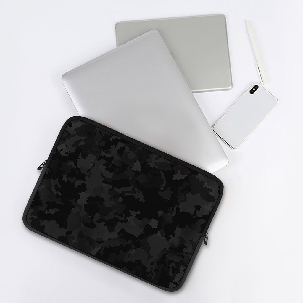Black Camouflage Print Laptop Sleeve