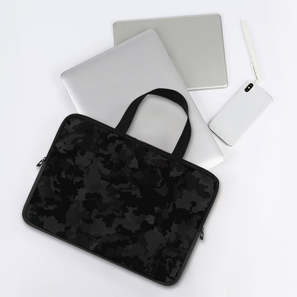 Black Camouflage Print Laptop Sleeve With Handle