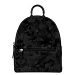 Black Camouflage Print Leather Backpack