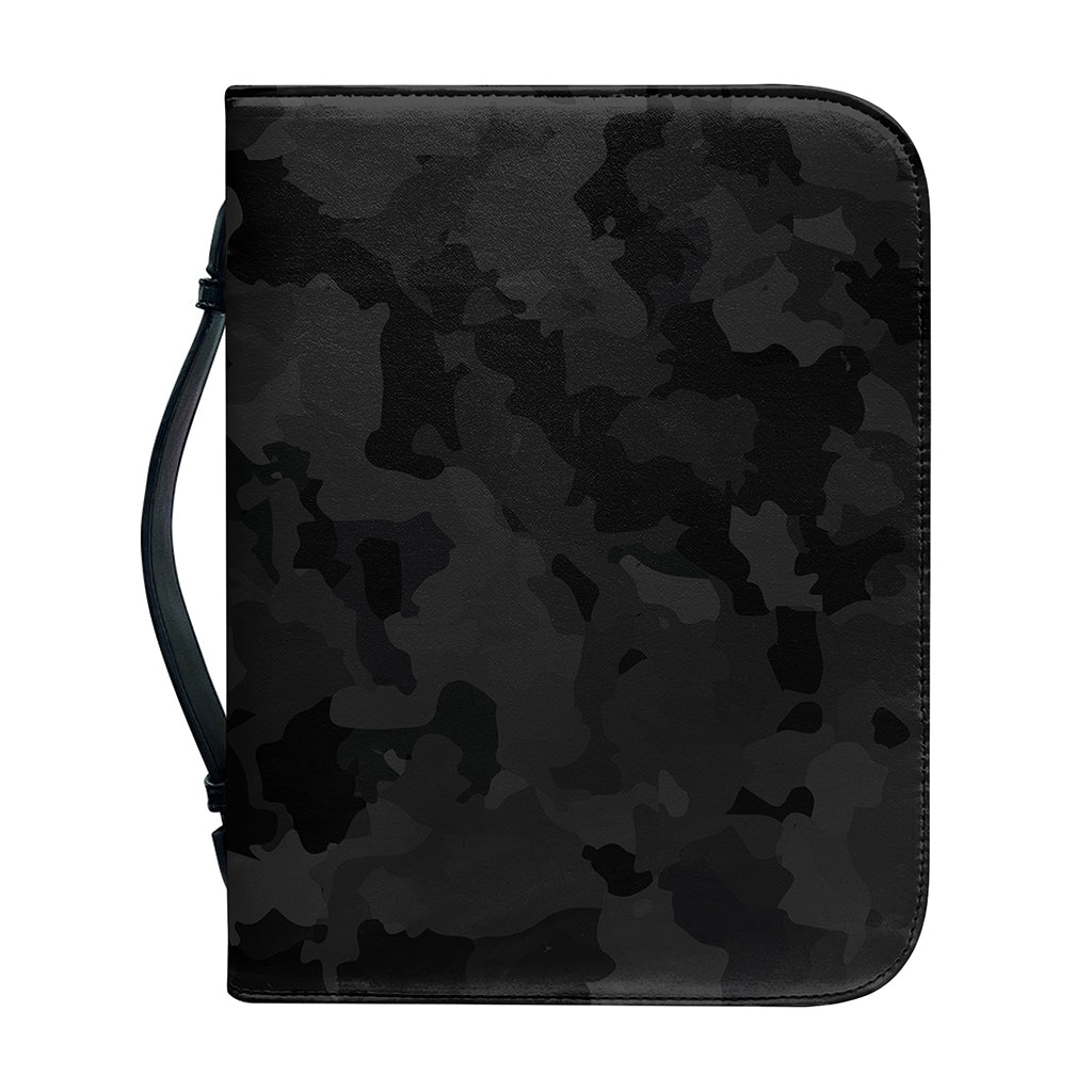 Black Camouflage Print Leather Bible Cover