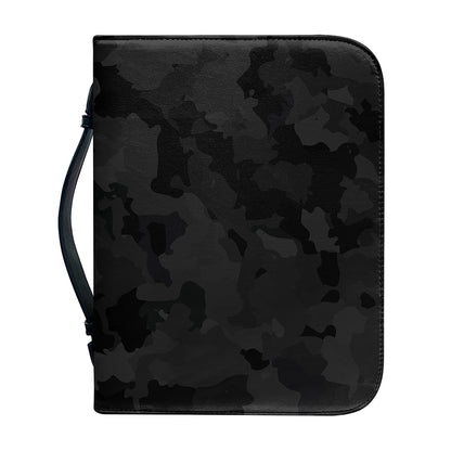 Black Camouflage Print Leather Bible Cover