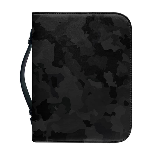 Black Camouflage Print Leather Bible Cover