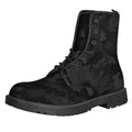 Black Camouflage Print Lace-Up Boots