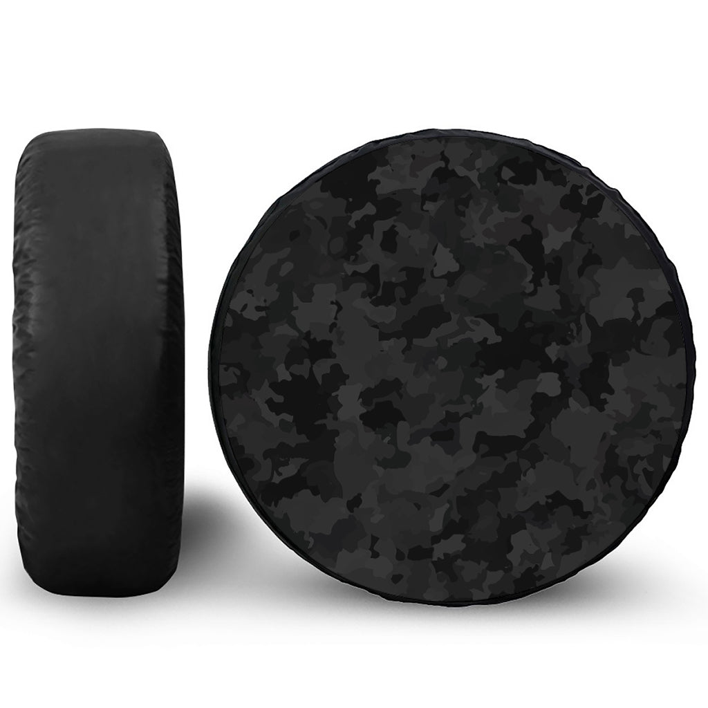Black Camouflage Print Leather Spare Tire Cover