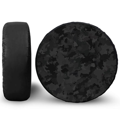 Black Camouflage Print Leather Spare Tire Cover