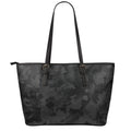 Black Camouflage Print Leather Tote Bag With Zipper