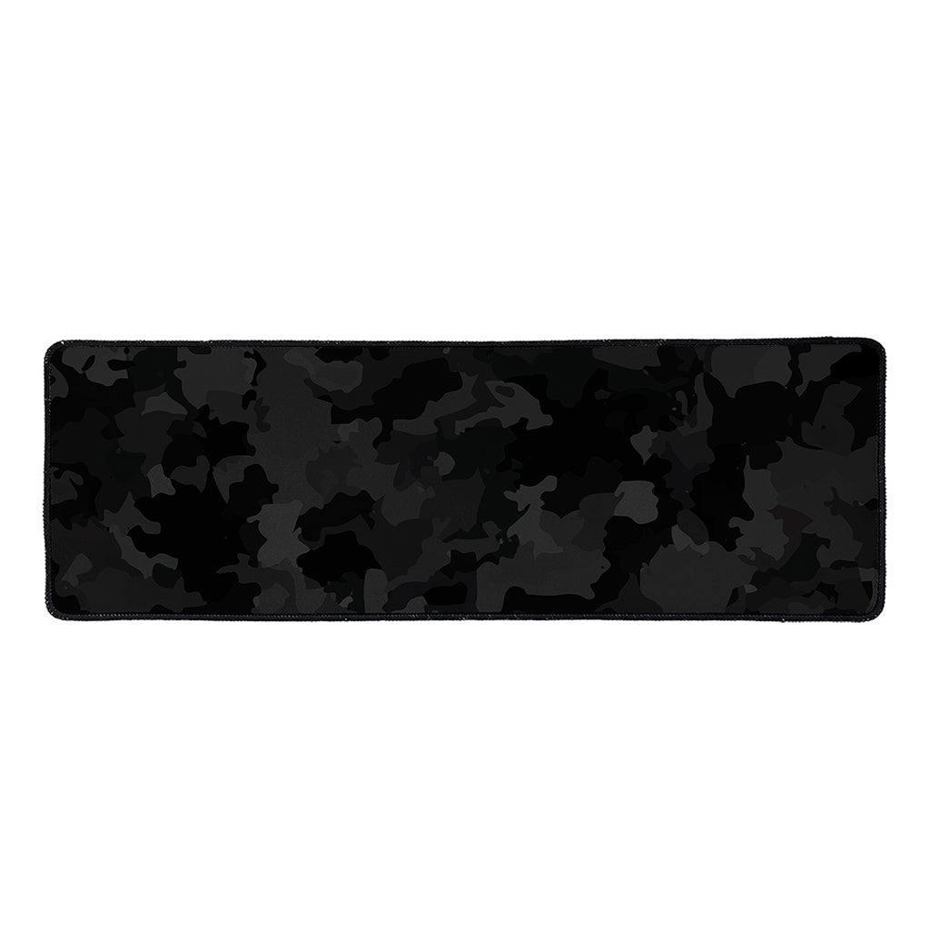 Black Camouflage Print Long Kitchen Mat