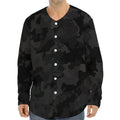 Black Camouflage Print Long Sleeve Baseball Jersey
