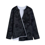Black Camouflage Print Long Sleeve Short Coat