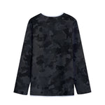 Black Camouflage Print Long Sleeve Short Coat