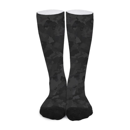 Black Camouflage Print Long Socks