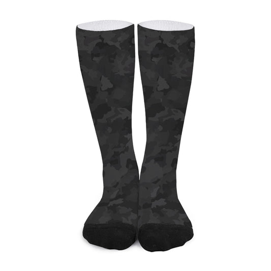 Black Camouflage Print Long Socks