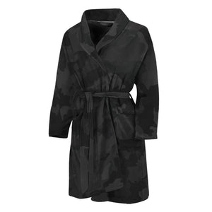 Black Camouflage Print Men's Bathrobe