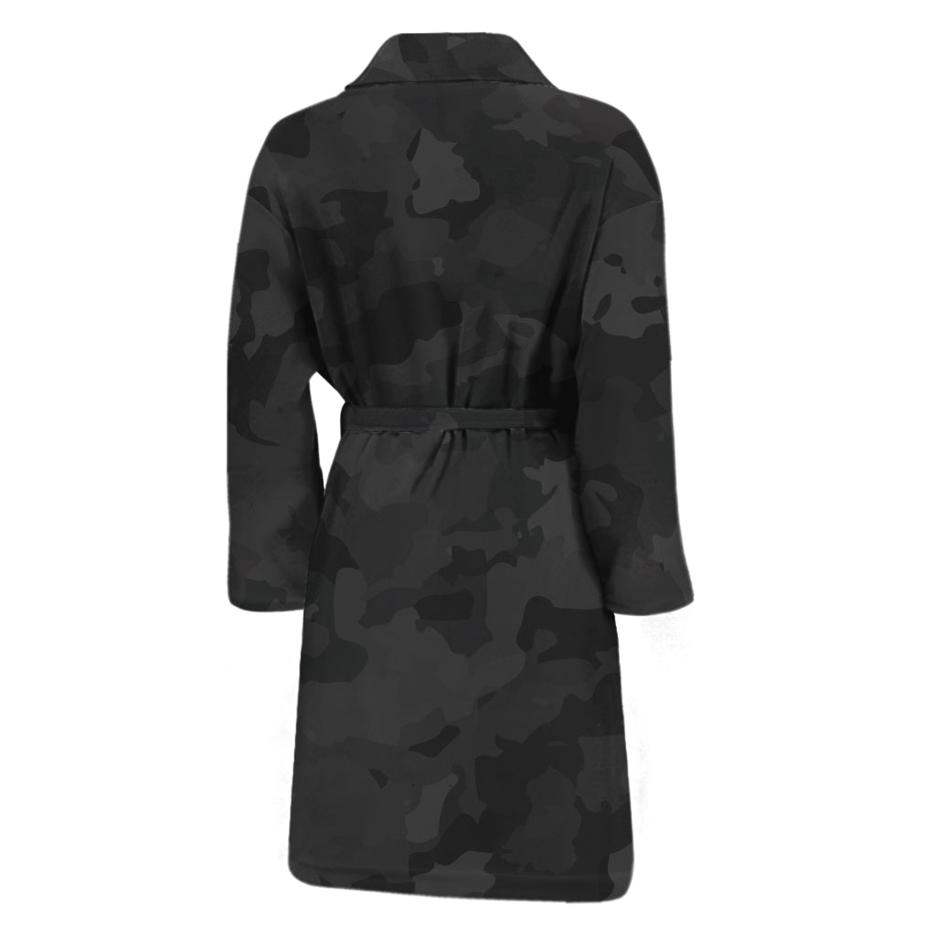 Black Camouflage Print Men's Bathrobe