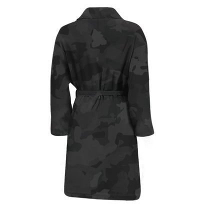 Black Camouflage Print Men's Bathrobe