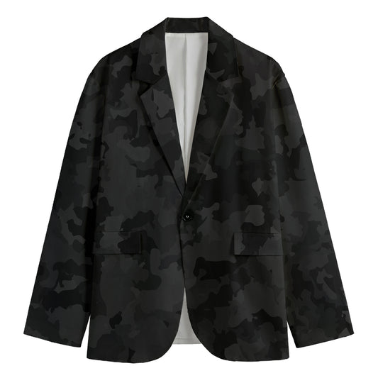 Black Camouflage Print Men's Blazer