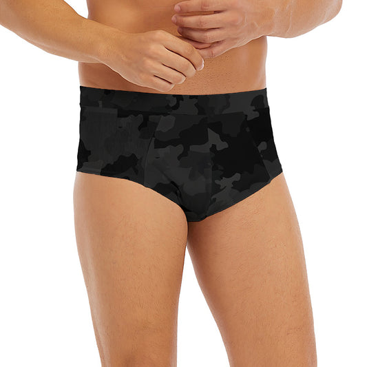 Black Camouflage Print Men's Briefs