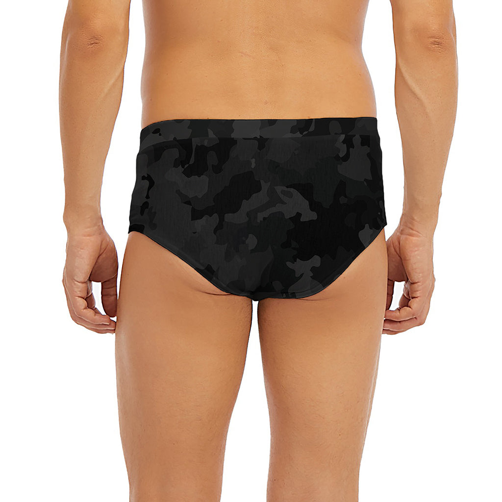 Black Camouflage Print Men's Briefs