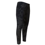 Black Camouflage Print Men's Compression Pants