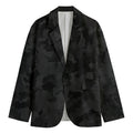 Black Camouflage Print Men's Cotton Blazer