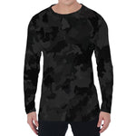 Black Camouflage Print Men's Long Sleeve T-Shirt