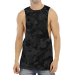 Black Camouflage Print Men's Muscle Tank Top