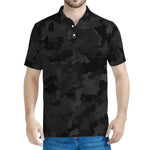 Black Camouflage Print Men's Polo Shirt