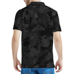 Black Camouflage Print Men's Polo Shirt