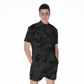 Black Camouflage Print Men's Romper