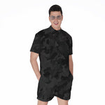 Black Camouflage Print Men's Rompers