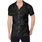 Black Camouflage Print Men's Shirt