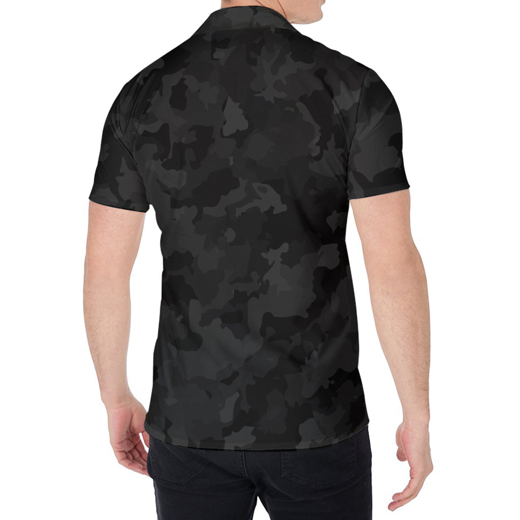 Black Camouflage Print Men's Shirt