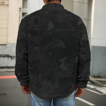 Black Camouflage Print Men's Shirt Jacket