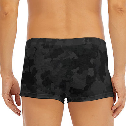 Black Camouflage Print Men's Short Boxer Briefs