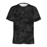 Black Camouflage Print Men's Sports T-Shirt