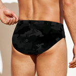 Black Camouflage Print Men's Swim Briefs