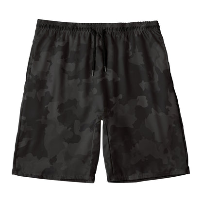 Black Camouflage Print Men's Swim Trunks